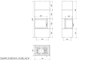 Воздушный камин Simple Box 8 кВт fi 200 Черный
