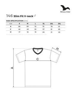 Bawełniana koszulka męska T-shirt Slim Fit V-neck MALFINI Granatowa 2XL