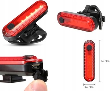 LAMPKA ROWEROWA TYLNA LED LAMPKI ROWEROWE USB OŚWIETLENIE AKUMULATOROWA