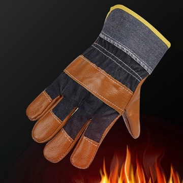 Rękawice spawalnicze Rękawice ochronne Rękawice robocze Odporne na ciepło Brązowe