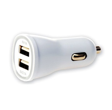 SAMOCHODOWA ŁADOWARKA 2X USB 5V 1A/2.1A BIAŁA