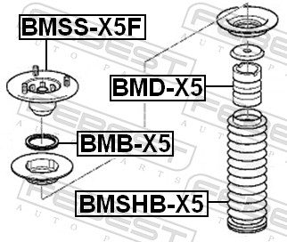 FEBEST BMB-X5 LOŽISKO VÁLCOVÉ DRŽÁKY TLUMIČE