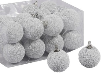 BOMBKI CHOINKOWE NIETŁUKĄCE BROKATOWE 4CM OP/24SZT