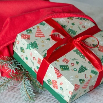 ZESTAW DO PAKOWANIE PREZENTÓW PUDEŁKO WYPEŁNIACZ WSTĄŻKA