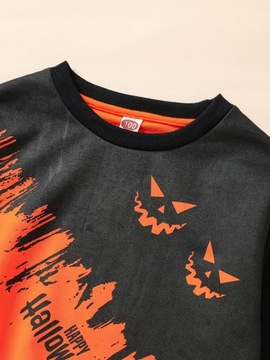 DRES KOMPLET CHŁOPIĘCY Z NADRUKIEM HALOWEEN POMARAŃCZOWY SHEIN 120