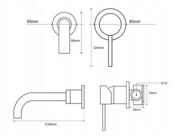 Скрытый душ + золотой смеситель Walter