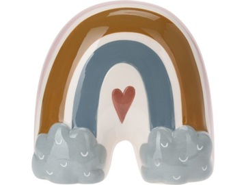 Duża dekoracyjna PORCELANOWA SKARBONKA 15 x 15 x 10 cm Figurka - TĘCZA