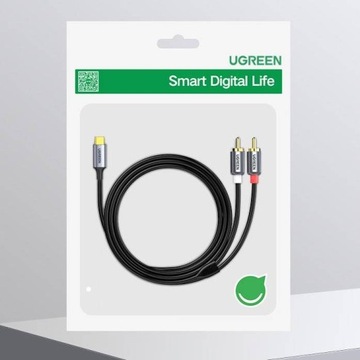Аудиокабель Ugreen USB-C 2RCA, 1,5 м, аудиокабель Cincha