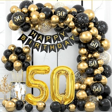 BALONY NA 50 URODZINY ZESTAW BALONÓW DEKORACJI 85el OZDOBY PIĘĆDZIESIĄTKĘ