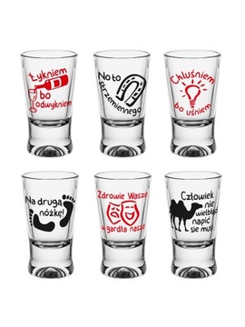KIELISZKI X 25ml Humor ŚMIESZNE do wódki KPL6