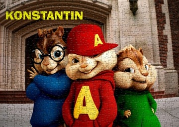 Puzzle Alvin i wiewiórki + imię Gratis - 96el