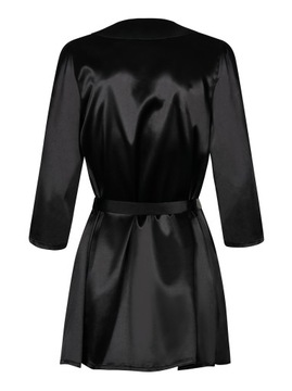 Szlafrok i stringi - Obsessive Satinia Robe & Thong Black L/XL