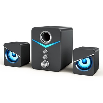 Głośnik komputerowy 2.1 z subwooferem, USB i AUX 35 mm, diody LED, 360° ste