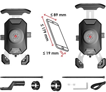 ДЕРЖАТЕЛЬ ДЛЯ МОТОТЕЛЕФОНА С ИНДУКТИВНЫМ ЗАРЯДНЫМ УСТРОЙСТВОМ + USB