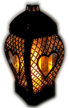 Znicz lampion Glamour Serce Ażur czarny 29 cm