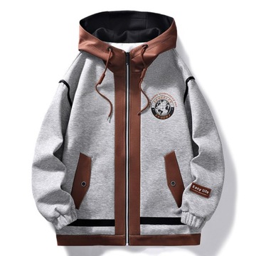 Hot Sale 2023 Men's Patchwork Hooded Jacket Oversi