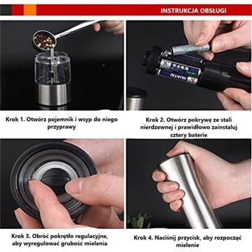 ЭЛЕКТРИЧЕСКАЯ СТАЛЬНАЯ МЕЛЬНИЦА ДЛЯ СОЛИ/ПЕРЦА