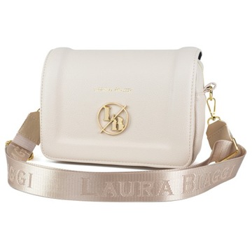 TOREBKA LISTONOSZKA LAURA BIAGGI BEŻOWA NA RAMIĘ Z PASKIEM LOGO