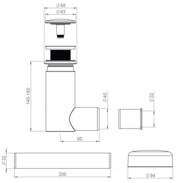 Сифон с защелкивающейся розеткой, хромированный, EasyClean