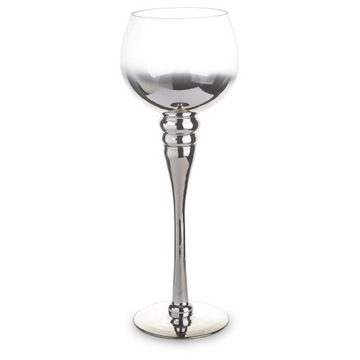 SZKŁO LUNA ŚWIECZNIK GLAMOUR SREBRNY