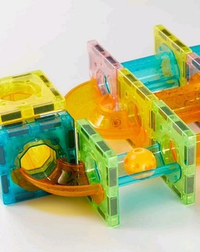 Набор магнитных блоков, шариков, магнита, шариковой дорожки, 3D конструкция шариковой дорожки.