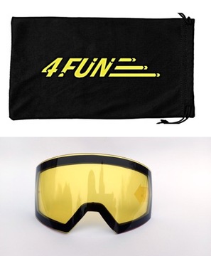 GOGLE NARCIARSKIE SNOWBOARDOWE 4Fun NIEBIESKIE + SZYBKA żółta