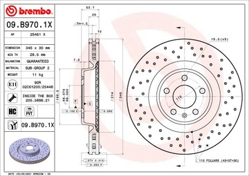 Brembo 09.B970.1X Tarcza hamulcowa