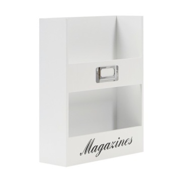 Газетница для журналов деревянная белая 23х8х30см