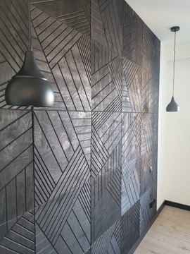 Trelis- panel ścienny drewniany 3D Czarny -Prawy
