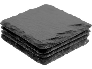 Kamienne podstawki pod kubek ŁUPEK 10x10cm - 4 szt