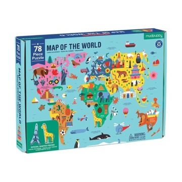 Mudpuppy Puzzle Mapa Świata z elementami w kształc