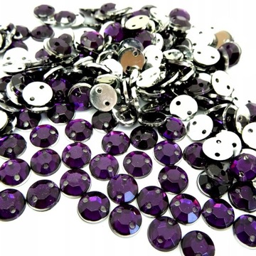 Dżety Kryształki szycie Ciemny Fioletowy 8mm 1000