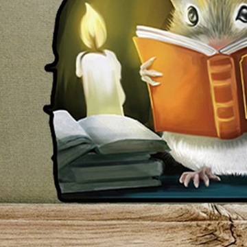 Рождественская наклейка на стену с дыркой Мышь читает книгу 3D стена