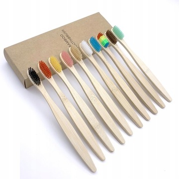 10/12PCS Colorful Toothbrush Natural Bamboo T