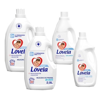 Lovela Baby mleczko prania białego 2x 2,9L + PŁYN + ODPLAMIACZ
