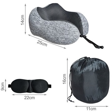 Poduszka podróżna 3D samochodowa do samolotu pod głowę + Opaska i Zatyczki