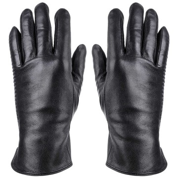 Женские черные кожаные перчатки