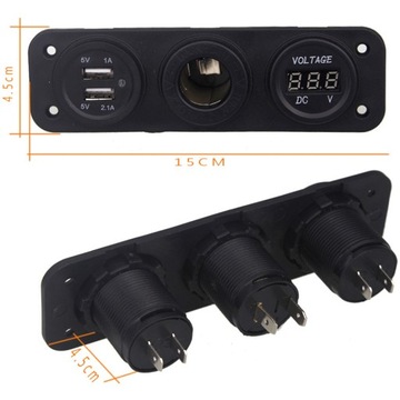 Автомобильная USB-панель Прикуриватель ВОЛЬТМЕТР 3.1А