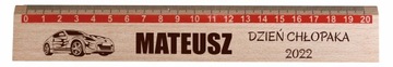Linijka NA DZIEŃ CHŁOPAKA grawer imię DREWNO!