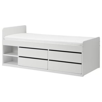 IKEA SLAKT Rama łóżka/szuflady 90x200 biały
