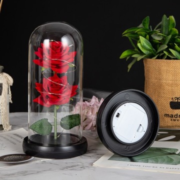 ВЕЧНАЯ РОЗА В СТЕКЛЕ, СВЕТЯЩИЙСЯ СВЕТОДИОД В ЧЕРНОЙ КОРОБКЕ, ПОДАРОК ​​НА ЖЕНСКИЙ ДЕНЬ