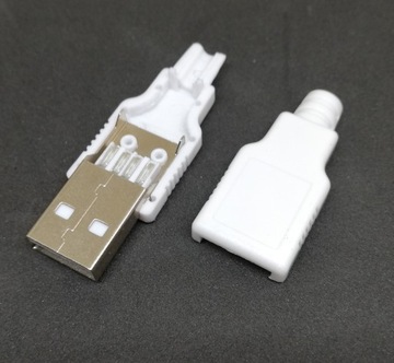 Wtyk USB typ A na kabel z osłoną biały