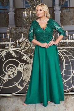 Crystal rękaw 3/4 suknia wieczorowa plus size