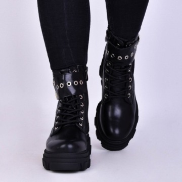 КОЖАНЫЕ АЖУРНЫЕ БОТИНКИ ЖЕНСКИЕ, ЧЕРНЫЕ