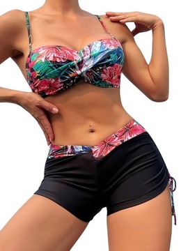 STRÓJ KĄPIELOWY SEKSOWNE BIKINI SPODENKI NADRUK KWIATY ROZM M (46)
