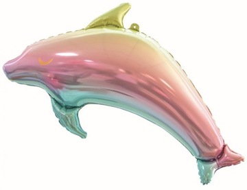 BALON foliowy DELFIN TĘCZOWY Duży 93cm