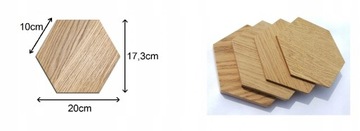 НАБОР ДЕРЕВЯННОЙ НАСТЕННОЙ ПЛИТКИ ШЕСТИГРАННИК ДУБ, 4 ШТ.