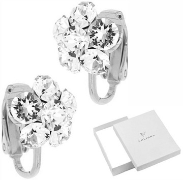 KLIPSY SREBRNE MAŁE KWIATY KRYSZTAŁY SWAROVSKI