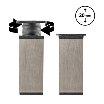 4 x NÓŻKA NOGA MEBLOWA REGULOWANA H 12 CM CZARNA