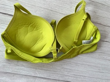 75B La Senza biustonosz zielony neonowy satynowy push-up